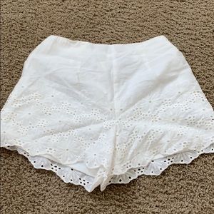 White lace high waist shorts